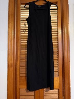 Rachel Zoe Black Ribbed Tank Midi Dress